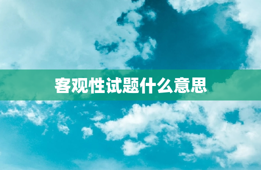 客观性试题什么意思