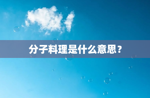 分子料理是什么意思？